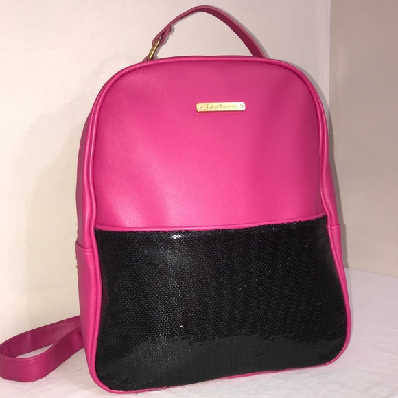 Juicy Couture Hot Pink Black Sequin Bling Backpack - Picture 4 of 16